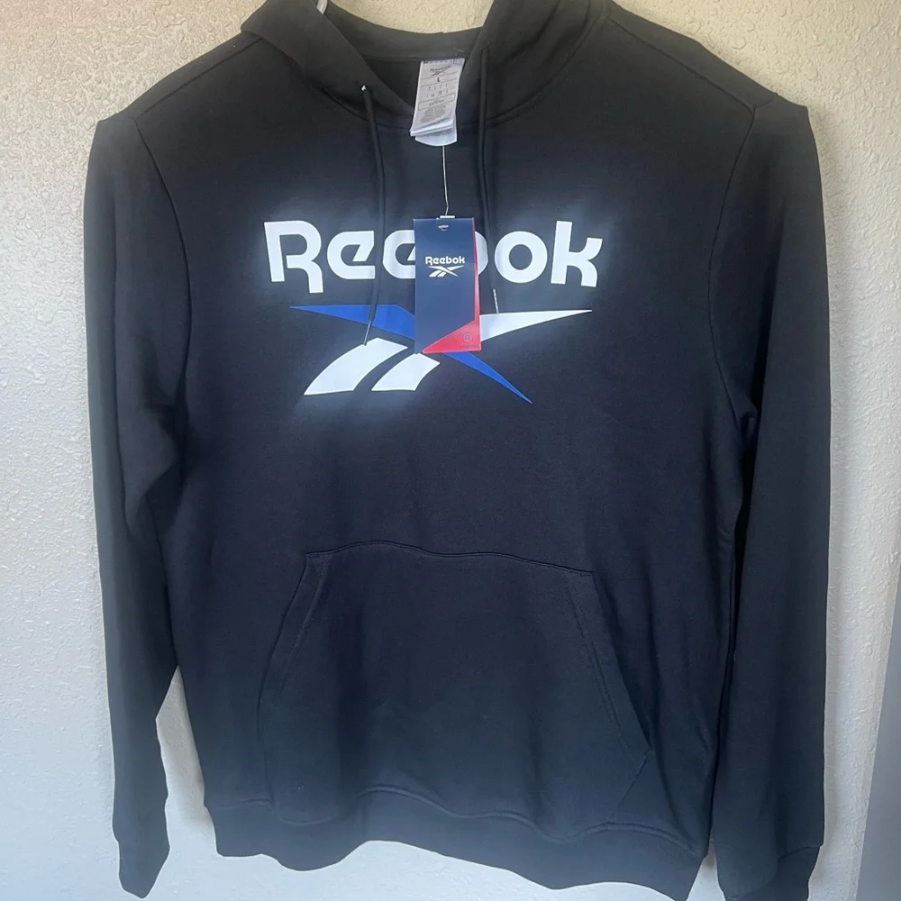 Reebok Men's Black Hoodie with Logo - Picture 1 of 2